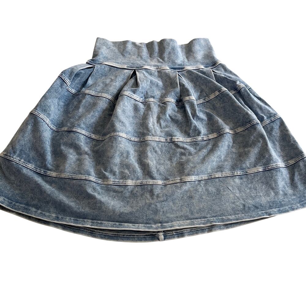 Hard Tail Girls Denim Look Tiered Circle Skirt Size 7/8 Boho Festival Blue